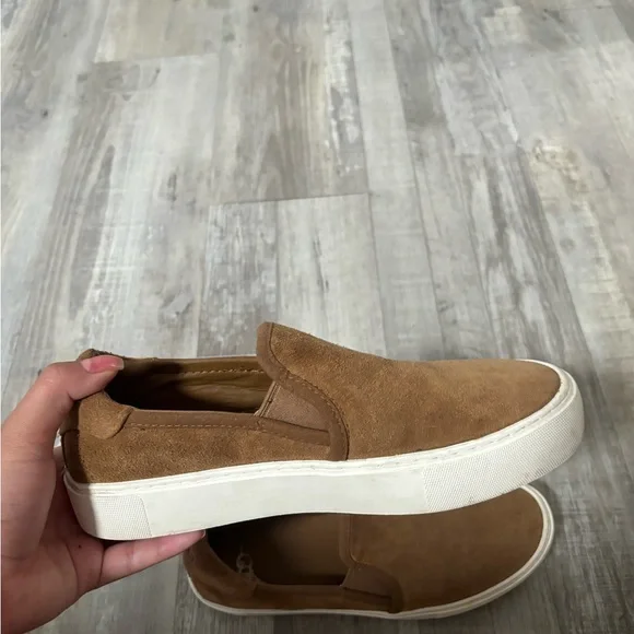 UGG WOMENS Slip-On Suede Loafers in Tan - Picture 2 of 3